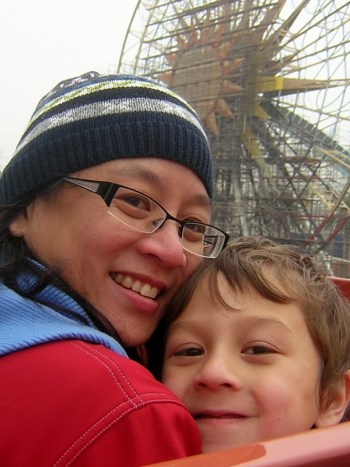 Wendy Tsao and son going for a ride